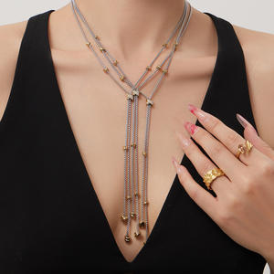 Nuevo Estilo Euroamericano, Collar Deportivo para Mujer, Bicolor, con Microincrustaciones de Circonio, con Cordón Ajustable, de Acero Inoxidable, Estilo <span class=keywords><strong>Instagram</strong></span> - Product Image 4