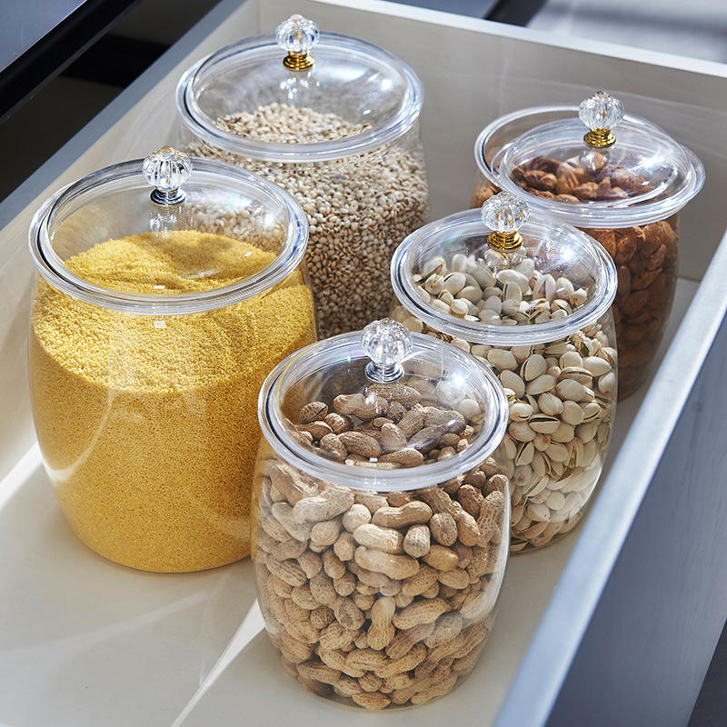ECOBOX Sealed Bottle Sweet Grain Nut Rice PET Food Storage Tank Jar Bulk Food Bins Airtight Canisters Candy Jar for Sale