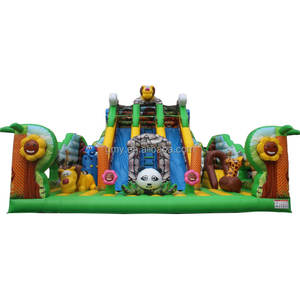 Castillo Inflable con Tobogán y Piscina con Temática de Zoológico, Castillo Inflable con Diseño de <span class=keywords><strong>León</strong></span> y Panda, Parque Infantil Inflable para Niños en Venta - Product Image 1