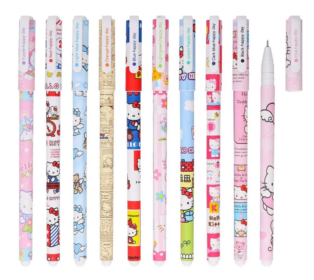 wholesale in stock OEM office cute slim korea kawaii stationery gel ink souvenir pen in display box