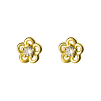 925 Sterling Silber Kleine Blumenform Vergoldete Zirkon-Ohrstecker Feiner Schmuck für Frauen Mädchen