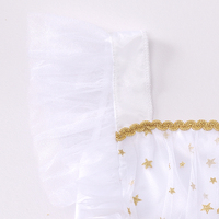 Robe d'été pour filles, style occidental, en satin et tulle à volants, col rond, superposée, confortable et respirante, idéale pour la scène ou les mariages
