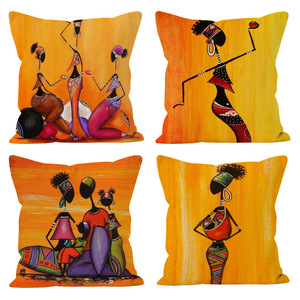Housse de coussin pour femme africaine et enfant, motif abstrait africain imprimé, en polyester, style moderne et minimaliste, pour la maison et la chambre à coucher - Product Image 2