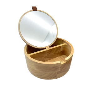 Solid Wood <b>Makeup</b> <b>Box</b> With Mirror Retro Style Jewelry Storage Organizer Large Capacity Dressing Organizer - Product Image 3
