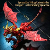 Juego de Bloques de Construcción de Dragón Rojo, Modelo de Dragón de Fantasía con Alas, Kit de Construcción DIY, Decoración de Escritorio, Regalo, Venta al Por Mayor de Fábrica
