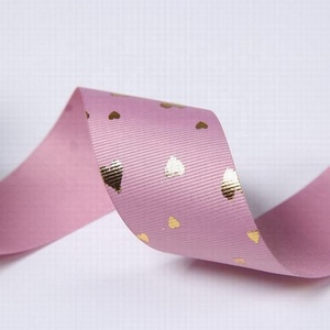 Campione Gratuito <span class=keywords><strong>Nastro</strong></span> Grosgrain da 1 Pollice (25mm) per San Valentino, con Cuori e Stampa Personalizzata in Lamina d'Oro, Design Esclusivo - Product Image 5