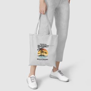 DLBZ Personalized Reusable Multi-function Eco-friendly Custom Printed <b>Canvas</b> Rope Handle Beach Tote <b>Bag</b> for Travel - Product Image 4
