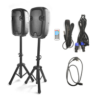 Ensemble combiné Système de sonorisation portable alimenté de 12 pouces Haut-parleur de karaoké Boîte de son pour fête - BT/USB/FM/Télécommande/support