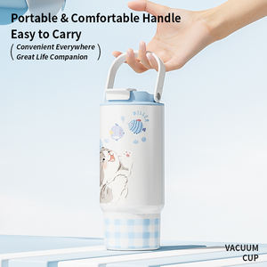 Gobelet isotherme pour voiture DILLER 920 ml avec revêtement céramique, acier inoxydable 316, mug de voyage 32 oz avec poignée, paille et filtre à thé - Product Image 2