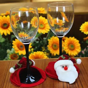 Couverture de pied en verre de verre, 1 pièce, vin rouge, Champagne, tapis de Table de bonhomme de neige, décoration de Table de cuisine, cadeaux de noël