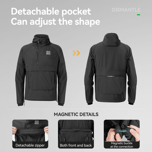 Veste coupe-vent pour <span class=keywords><strong>homme</strong></span> ROCKBROS, à manches longues, imperméable, résistante au vent, avec poche amovible, pour le camping, le vélo et les trajets quotidiens - Product Image 3