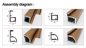 Profilo in Alluminio Anodizzato per Ante di Mobili da Cucina, Telaio per Vetrine con Cerniera ad Aria, Profilo per Ante di Mobili 25mm - Product Image 3