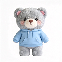 Peluche d'ours gris promotionnelle personnalisée avec sweat à capuche bleu – Peluche d'ours mignonne et personnalisable