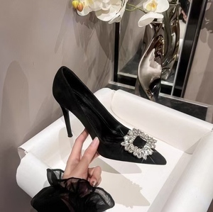 <span class=keywords><strong>Eleganti</strong></span> Scarpe da <span class=keywords><strong>Donna</strong></span> Stile Coreano con Tacco Alto Sottile in Camoscio e Strass, 7cm, <span class=keywords><strong>Slip</strong></span>-<span class=keywords><strong>On</strong></span>, Soletta in PU, Punta Affusolata, Tendenza Moda - Product Image 3