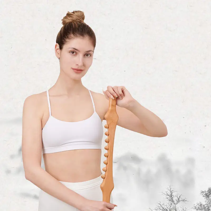 wholesale Spot Goods Eight Bead Ten Bead Carbonized Slimming Rolling Stick Muscle Relaxation Wooden Therapy Body Massager