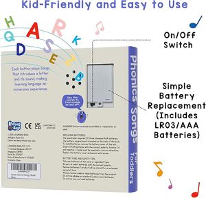 Livre d'apprentissage des phonétiques en anglais OEM, 26 lettres, chants sonores pour <span class=keywords><strong>les</strong></span> enfants d'âge préscolaire et de <span class=keywords><strong>maternelle</strong></span> de 2 à 3 ans - Cadeau de jouet parfait - Product Image 2