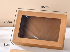 Boîte alimentaire en papier pour Noël, pour mousse, gâteau, salade, pâtisserie, en papier kraft avec poignée, estampage à chaud doré et gaufrage pour aliments - Product Image 6