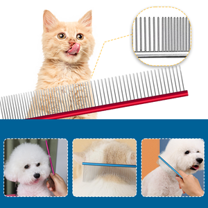 नई शैली के अनुकूल स्टेनलेस स्टील पालतू कंघी मल्टीकोलर कुत्ते को साफ कंघी करने वाले कुत्ते को साफ कंघी स्नान उत्पाद - Product Image 2