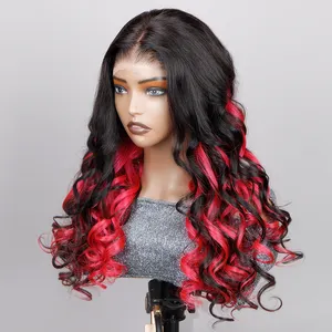 Highlight Ombre Bouncy Curl USA Lace Frontal Wigs Raw Vietnamese Curly Hair Vendor HD Lace Frontal Wig Hair Wigs for Black Women
