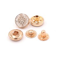 Botón a Presión de 4 Partes de Aleación de Zinc con Recubrimiento de Cobre de 12 mm, Diseño de Logotipo Personalizado OEM ODM, Cierre a Presión Simple y Ecológico para Thobe