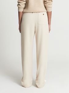 Pantaloni da <span class=keywords><strong>donna</strong></span> personalizzati in cotone <span class=keywords><strong>Beige</strong></span> a maglia Casual e comodi pantaloni da <span class=keywords><strong>donna</strong></span> a righe larghi a vita alta - Product Image 5
