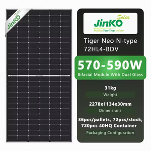 Jinko N-Type Panel solar bifacial Precio de almacén de la UE 570W-700W Paneles de doble cara que incluyen modelos de 575W 580W 585W 590W 700W - Product Image 1
