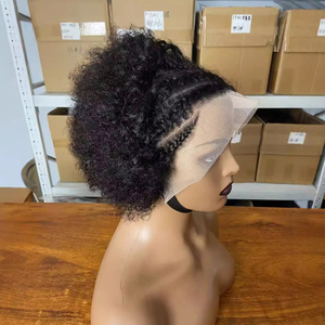 Perruques courtes en cheveux humains bouclés et <span class=keywords><strong>afro</strong></span>, <span class=keywords><strong>coupe</strong></span> pixie, tresses 13x4, perruque Bob à lacet frontal transparent pour femmes - Product Image 5