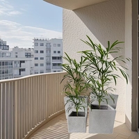Lot de 4 pots de fleurs carrés en fibre d'argile pour l'intérieur et l'extérieur, pour la décoration de jardin.