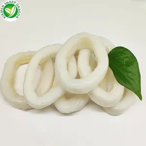 Calamares de calamar crudos y frescos congelados, anillo de piel de 3-8cm, barbacoa blanca del oeste del Pacífico, comida de mar IQF, Sotong, embalaje a granel para venta en línea