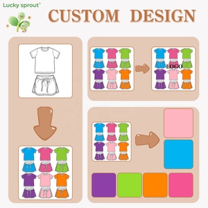 Nuovo Design Set di Abbigliamento Estivo per Bambini, Completo Due Pezzi per Bambine, Stampa Tinta Unita, Abiti Boutique all'Ingrosso - Product Image 3