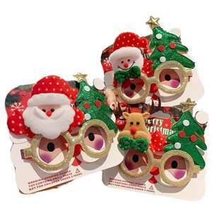 Lunettes de fête personnalisées Père Noël et rennes, accessoires photo, montures jetables en plastique pour événements de Noël, vente en gros - Product Image 3