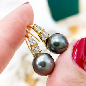 Ensemble de bijoux en argent DIY avec accessoires en perles S925, plateau vide pour boucles d'oreilles de 12 mm, crochet d'oreille tendance, perles rondes de 8 à 11 mm plaquées 21697 - Product Image 1