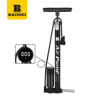 Pompe à pied professionnelle BAIMEI, vente directe d'usine, avec baromètre, en acier, design durable, pression 130-160 PSI