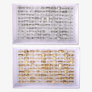 2025 Großhandel Mode Fine Jewelry <span class=keywords><strong>Rings</strong></span> Set Vintage Edelstahl Hip Hop Paar Ringe Custom - Product Image 3