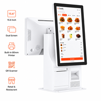 Caisse enregistreuse POS à double écran portrait/landscape de 15,6 pouces avec imprimante 80 mm intégrée et scanner QR pour les points de vente de détail et de restauration