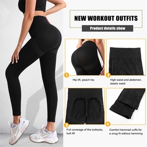 En gros <span class=keywords><strong>Ensemble</strong></span> de leggings de <span class=keywords><strong>sport</strong></span> pour femmes, taille haute, sans couture, effet <span class=keywords><strong>push</strong></span>-<span class=keywords><strong>up</strong></span> et rehausseur de fessier, pour fitness, gym et yoga - Product Image 3