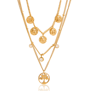 <span class=keywords><strong>Collana</strong></span> J&D a strati in acciaio inossidabile placcato oro con ciondolo <span class=keywords><strong>Albero</strong></span> <span class=keywords><strong>della</strong></span> <span class=keywords><strong>Vita</strong></span>, zirconi e charm a disco martellato - Product Image 6
