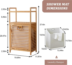 Offre exceptionnelle : panier à linge pliable en bambou personnalisé pour vêtements sales avec couvercle amovible, panier à linge rectangulaire en bambou - Product Image 6