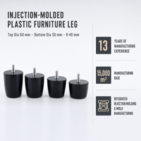 Pieds de canapé en plastique noir, pieds de meubles, pieds de meuble de rangement, pieds de table, support de hauteur réglable durable pour meubles