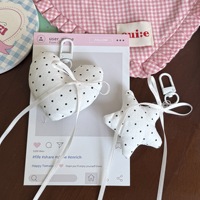Porte-clés en tissu étoile à cinq branches, cœur, lune, motif pois, nœud en ruban, breloque de sac tendance pour femmes et filles