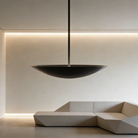 Lustre suspendu LED rond en laiton noir, style vintage, en forme de bol, pour îlot de cuisine, éclairage vers le haut