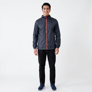 Hot Sale 100% Nylon Woven Fabric With Elastic Cuff Full Zip Hoodies <b>Jacket</b> for <b>Men</b> Windbreaker - Product Image 1