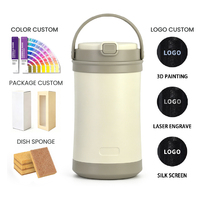 Boîte à lunch isotherme en acier inoxydable, 3 compartiments, couvercle en plastique, anti-fuite, sans BPA, passe au lave-vaisselle, design moderne