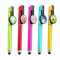 Stylo bille à poussoir personnalisé de 25 mm avec pièces de badge photo pour cadeau promotionnel