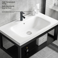 Ensemble de meuble-lavabo mural en aluminium pour petits appartements, avec vasque en céramique pour usage domestique