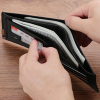 Dompet Pria Model Buka-Tutup, Tahan Air, Ringan, Kasual, Motif Kanvas Horizontal, Pinggiran Besi Pendek, Lapisan Poliester