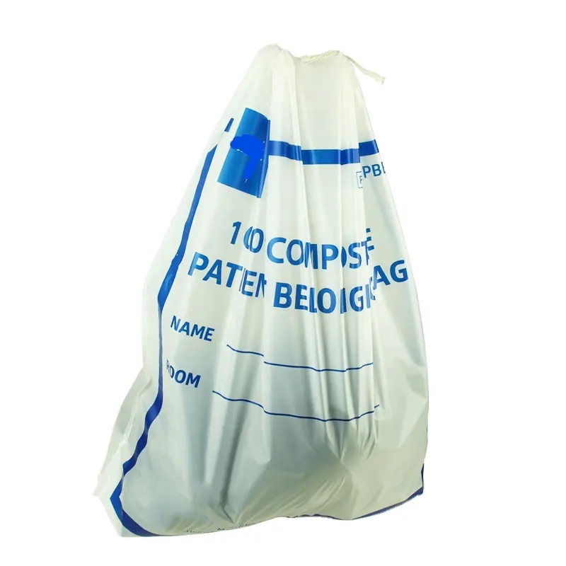 टोराइज़ इको फ्रेंडली बायोडिग्रेडेबल प्लास्टिक कम्पोस्टेबल बायोडिग्रेडेबल ड्रॉस्ट्रिंग ट्रैश कचरा बैग हैंडल के साथ रोल पर पैक