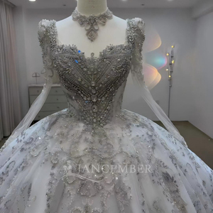 Robe de mariée de luxe Lsjj130, robes de bal de mariée ornées de perles, strass brillants, dentelle, design naturel pour les mariées Jancember - Product Image 5