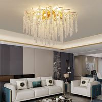 Lustre en cristal K9 personnalisé de luxe avec pampilles pour la décoration intérieure du salon, pendentif en forme de branche, pour hall d'hôtel, escalier, plafond