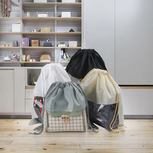 ถุงผ้ากำมะหยี่พิมพ์โลโก้ตามสั่ง ถุงผ้าฝ้ายรักษ์โลกแบบมีเชือกผูก สำหรับใส่เสื้อผ้า กระเป๋าถือ ของขวัญส่งเสริมการขายสุดหรู - Product Image 3